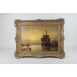 Attributed to Richard Henry Nibbs (1816-1893), moored ships, oil on canvas, signed, verso paper