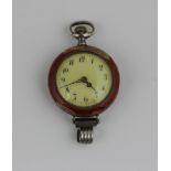 A lady's silver and enamel pendant watch, (a/f) 3cm