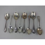 A collection of eight silver Old English pattern teaspoons various dates and makers including five
