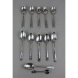 A set of five George V silver coffee spoons Sheffield 1922, three others 1913, a pair and single