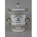 A Chamberlains Worcester porcelain ice pail campana form with liner and cover, two grapevine side