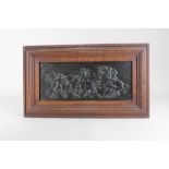 Randolph Caldecott (1846-1886) 'A Horse Fair in Brittany', bronze plaque, signed RC, 15cm by 36cm,