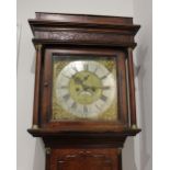 A George III crossbanded oak eight-day longcase clock by Thomas Brown of Baschurch, square hood with