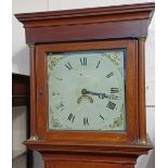 An oak longcase clock the square painted dial with Roman numerals and subsidary date aperture, in