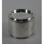 A George V silver treacle tin cylindrical shape with lid engraved Sybil 1919, maker Goldsmiths and