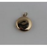A 9ct gold locket pendant with presentation inscription, 3.4g