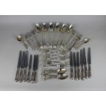 A Victorian and 20th century silver forty-seven piece canteen of Kings pattern cutlery setting for