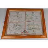 A framed John Speed map of the Channel Islands, Holy Island, Garnsey, Farne and Iarsey [sic], with