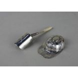 A Edward VII silver jockey cap caddy spoon maker William Neale Birmingham 1909 and a shovel shaped