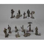 A set of fourteen silver Cries of London character menu holders circa 1975 by Thomas Charles
