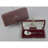 A Garrard & Co Britannia silver seal top spoon in fitted case with original box, hallmarked with