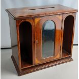 An Edwardian inlaid mahogany 'Country House' letter or post box with glazed door flanked by two