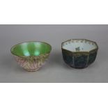 Two small Wedgwood porcelain Fairyland lustre bowls, one of octagonal form, with mottled blue