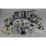 A collection of film star celebrity cards and photographs, a small number signed and facsimile