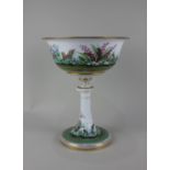 A Victorian white opaque glass table centrepiece, with bowl on pedestal stem and circular foot,