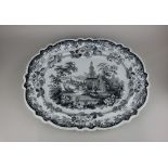 A Hicks Meigh & Johnson large ironstone 'Priory' pattern meat plate with black transfer printed