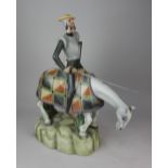 A Lenci figure of Don Quixote riding his horse Rocinante, verso maker's mark and dated 1938, 46cm