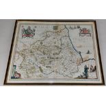 A Johannes Blaeu map of Durham, 'Episcopatus Dunelmensis vulgo The Bishoprike of Durham',