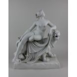 A Minton Parian ware group after Dannecker of Ariadne and the Panther, 38.5cm high (a/f - damage and