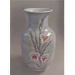 A large Lladro porcelain baluster vase decorated with gladiolus no. 1587 Jarron Chino Gladiolos 34cm