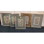 Mary Krishna (1909-1968), five framed pastel studies of dancers, signed, 23cm by 15cm