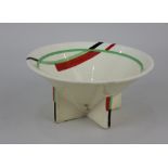 A Bizarre by Clarice Cliff Newport Pottery conical bowl hand painted with lines of green, red and