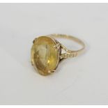 A citrine dress ring, claw set in 9ct gold, 5.1g