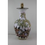 A Doulton Lambeth glazed stoneware baluster vase by Bessie Newberry, converted to a table lamp, with