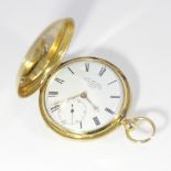 A Victorian 18ct gold hunter cased pocket watch signed Jas McCabe, Royal Exchange, London, 1859,