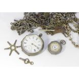 A silver open face pocket watch the dial inscribed Timberlake Basingstoke, with subsidary seconds