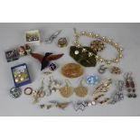 A quantity of costume jewellery to include necklaces, brooches etc