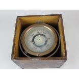 A marine gimballed compass stamped PATT 0183 No C 855, in part wooden case (a/f - cracked)