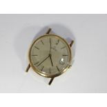 Omega, a gentleman's 9ct gold wrist watch with date aperture at 3 (no strap), case back with