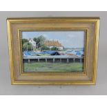 Paul Gunn (b 1934), view of Itchenor Yacht Club, oil on board, signed and dated 86, verso