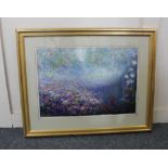 Eiko Yoshimoto SBA SWA, Impressionist style garden landscape, 'Isabella Plantation', pastel, signed,