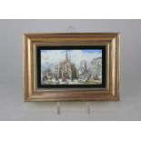 Rita E Whitaker RMS MASF, an enamel on copper painting of 'Chichester Cross c.1829', signed, verso