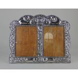 A South American Peruvian sterling silver double photograph frame two rectangular apertures each