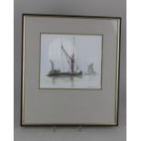 David Brackman (1932-2008), sketch of sailing boats, ink and wash, signed and dated 84, 18cm by 20.