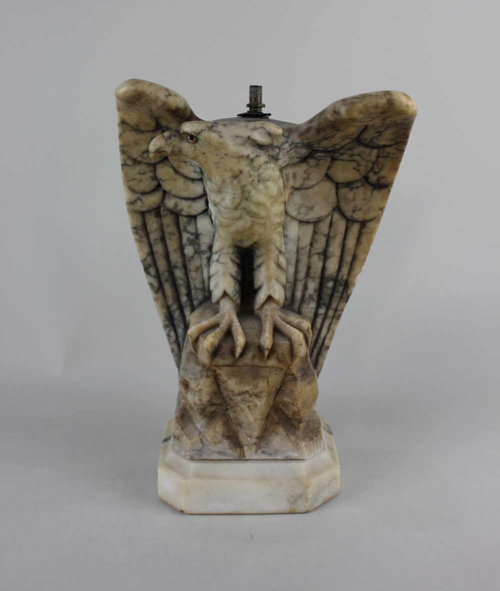 A marble model of an eagle converted to a table lamp 30cm high (a/f - fittings missing) - Image 2 of 2