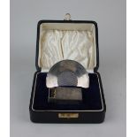 A cased George V silver vesta case and dish in fitted case, maker G W Lewis & Co, Birmingham 1935,