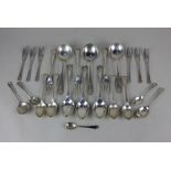 A set of six modern silver cake forks maker Viners Sheffield 1966, together with an assortment of