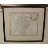 A framed Robert Morden map of Bedfordshire 32cm by 40cm