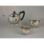 A Victorian silver batchelor teapot demi-reeded oval shape, maker Minshull & Latimer Birmingham
