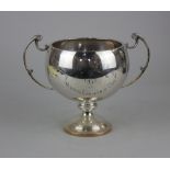 A George V silver two-handled trophy circular bowl engraved Balcome Rifle Club 1931, scroll