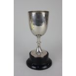An Edward VII silver trophy goblet with presentation inscription 'to the Staplefield Boy Scouts'