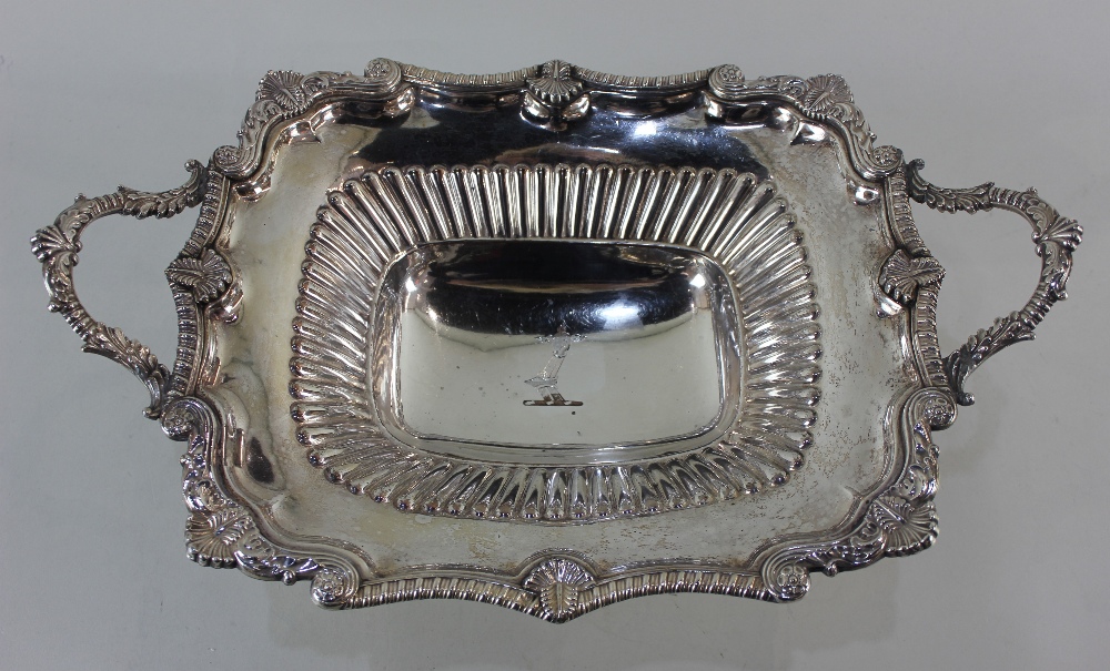 A Victorian silver plated two-handled pedestal dish with shell and scroll gadrooned border and - Image 2 of 2