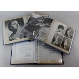Three albums of black and white photographs, many autographed photographs of actors and singers to