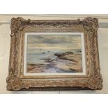 James Aitken, coastal landscape, 'Low Tide on the Firth of Forth', oil on board, signed, verso