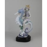 A Lladro porcelain limited edition model of a figure atop a seahorse 'Prince of the Sea', number