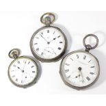 A Victorian silver pocket watch hallmarked Birmingham 1893, another later silver pocket watch and